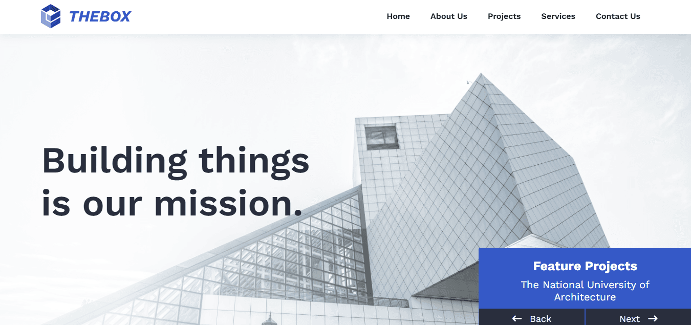 Construction Company Website UI preview